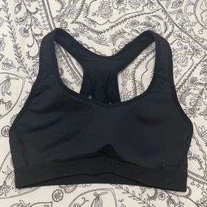 Padded black sports bra